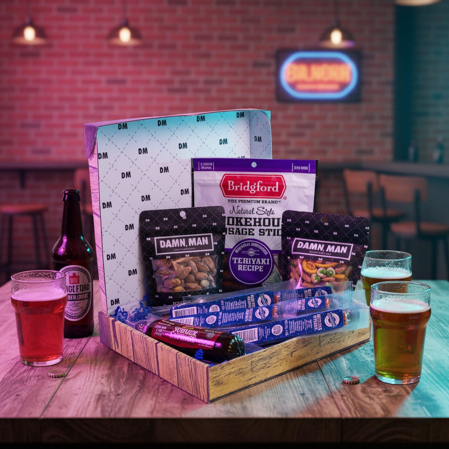 Deluxe Beef & Brews Snack Box – Gourmet Meat & Nut Gift for Beer Lovers