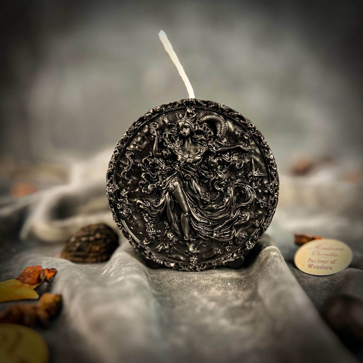 Beeswax Aquarius Water Bearer Zodiac Spell Candle - Black (Protection)