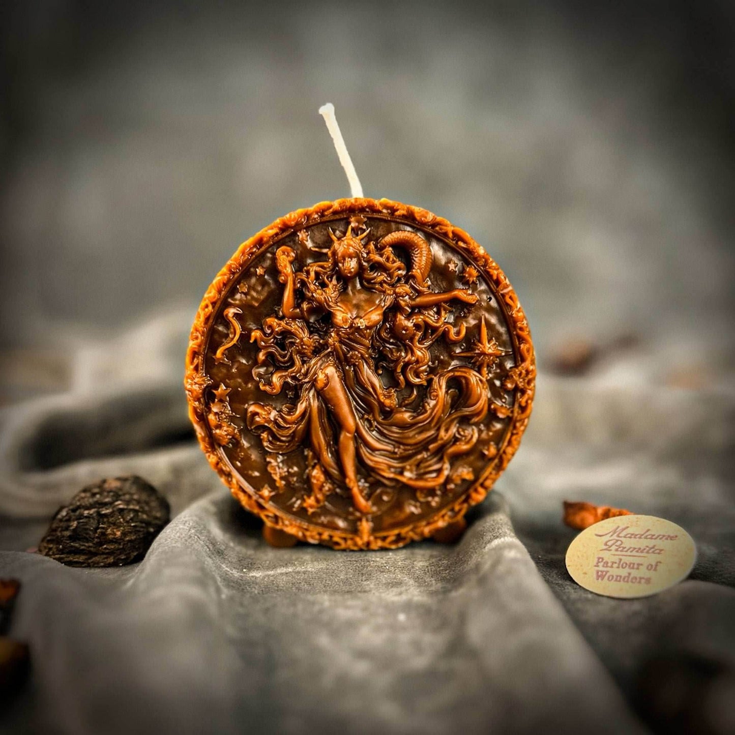 Beeswax Aquarius Water Bearer Zodiac Spell Candle - Brown (Grounding)