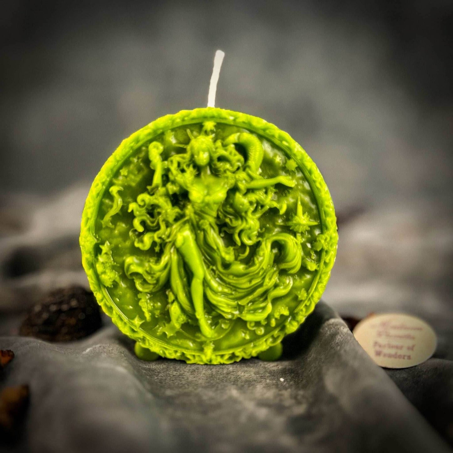 Beeswax Aquarius Water Bearer Zodiac Spell Candle - Green (Prosperity)