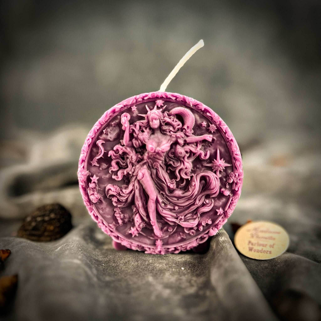 Beeswax Aquarius Water Bearer Zodiac Spell Candle - Purple (Power)