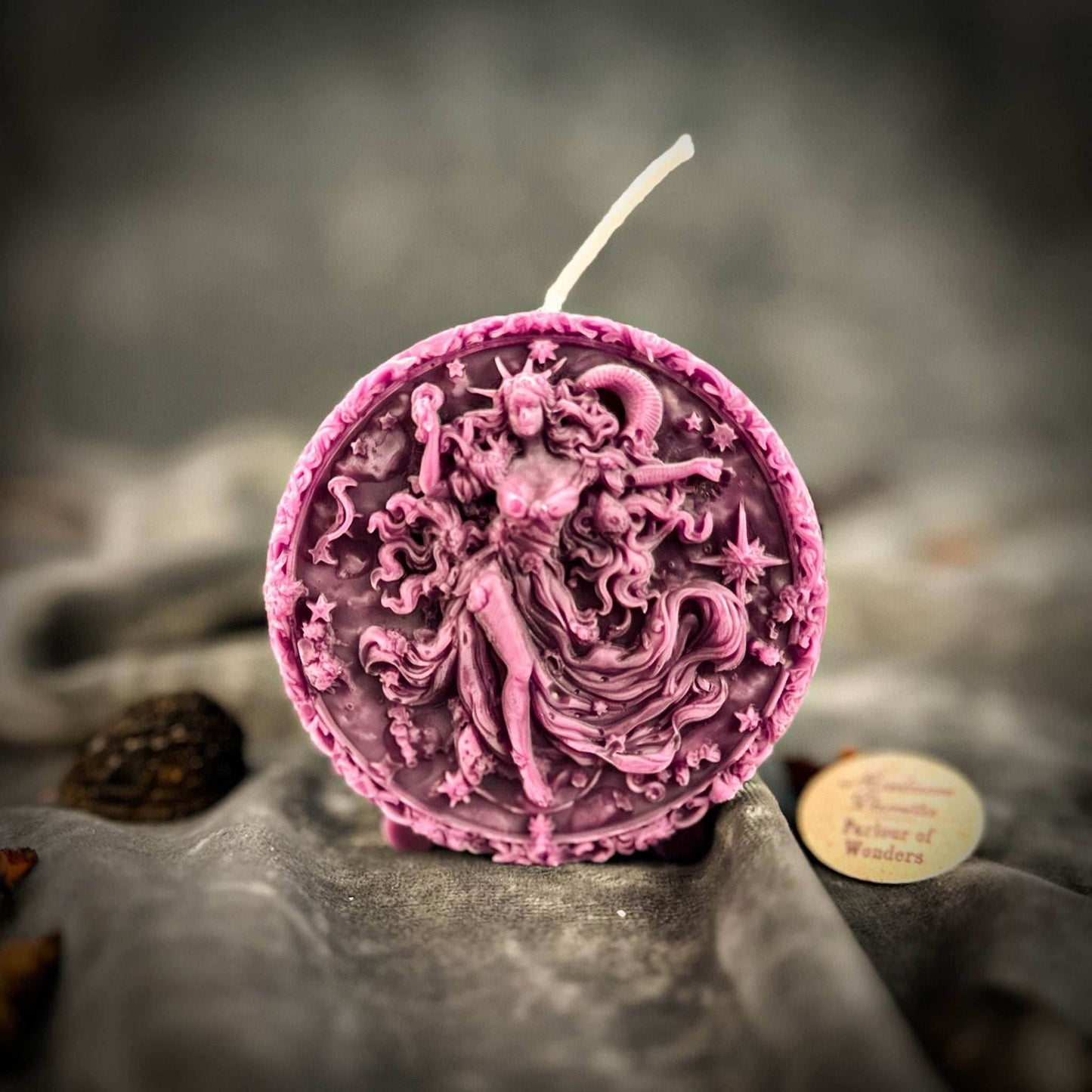 Beeswax Aquarius Water Bearer Zodiac Spell Candle - Purple (Power)