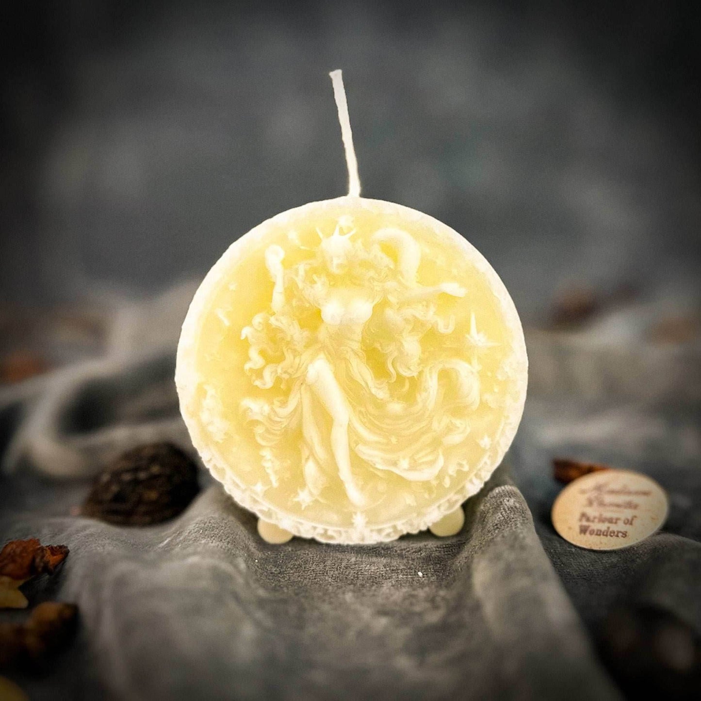 Beeswax Aquarius Water Bearer Zodiac Spell Candle - White (Blessing)