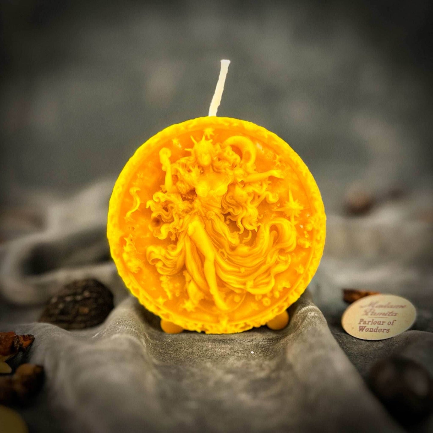 Beeswax Aquarius Water Bearer Zodiac Spell Candle - Yellow (Success)