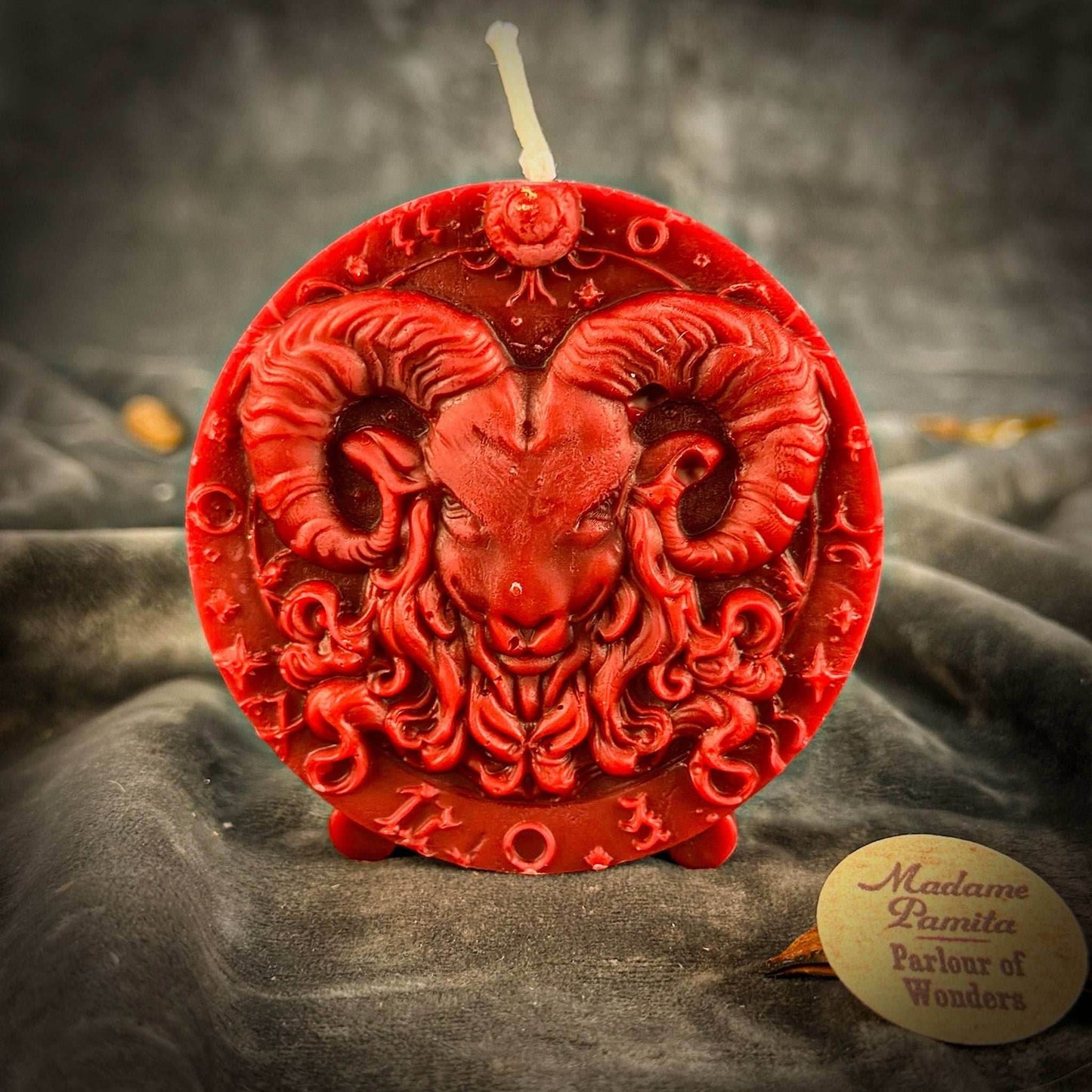 Beeswax Aries Ram Zodiac Spell Candle - Red (Passion)