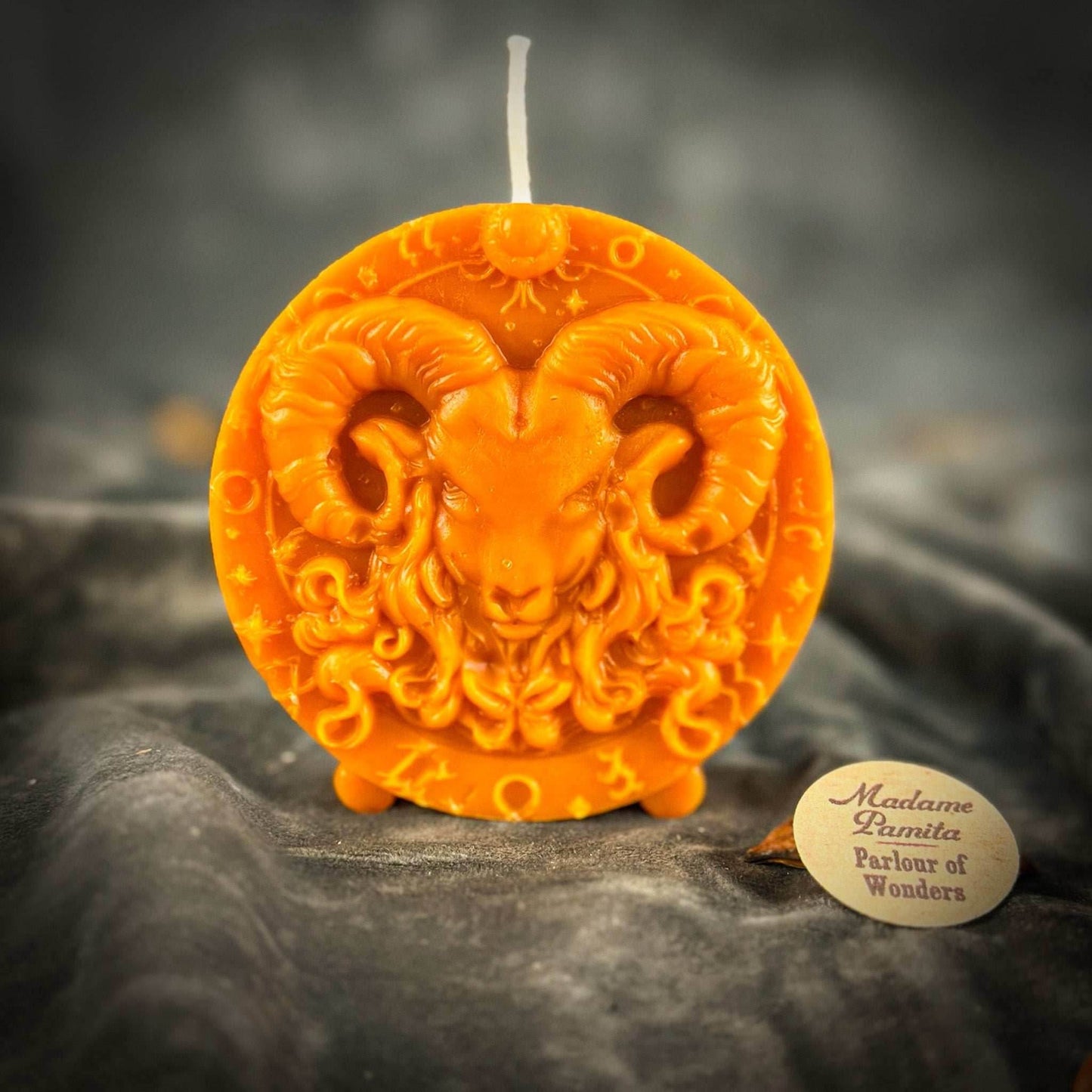 Beeswax Aries Ram Zodiac Spell Candle - Orange (Removing Blocks)
