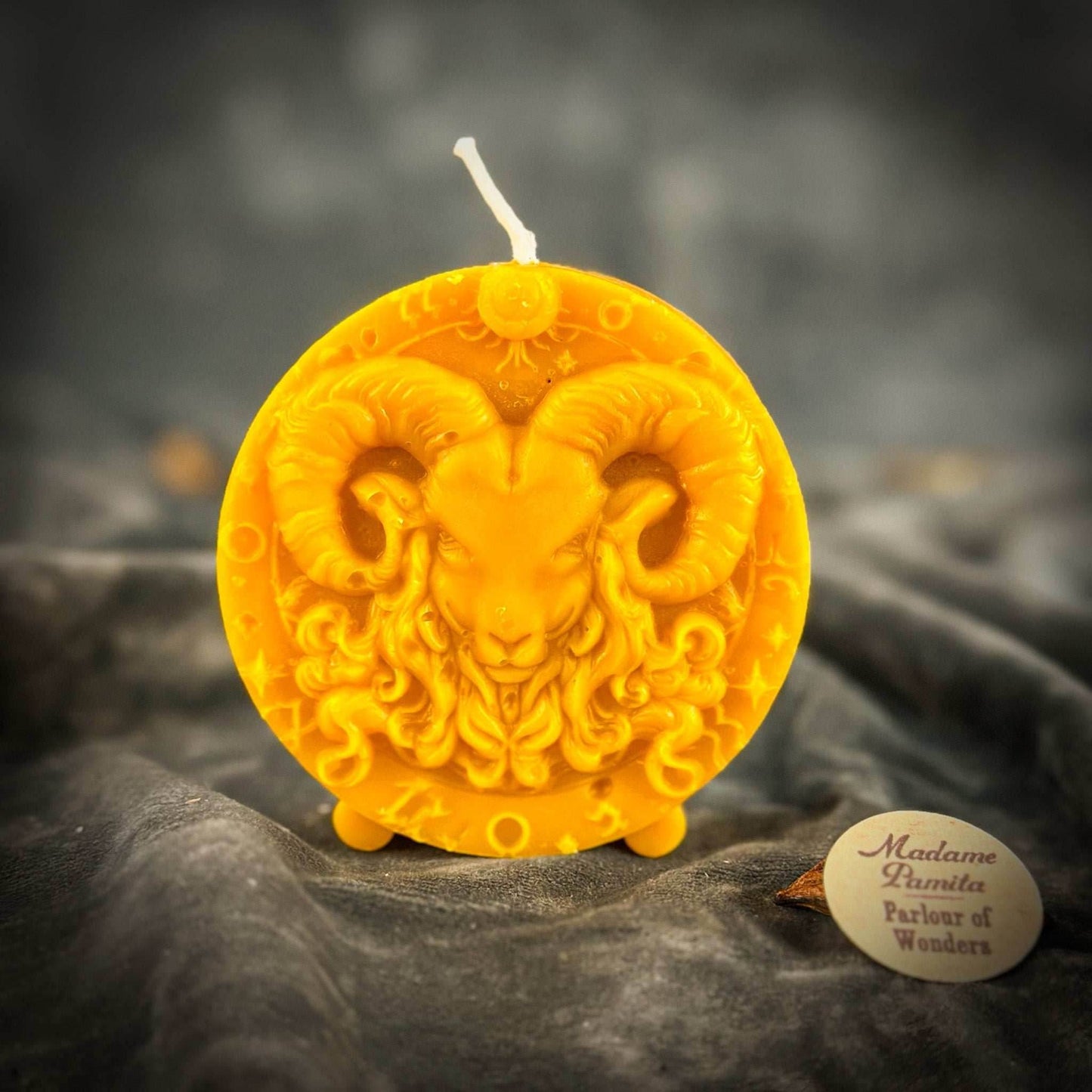 Beeswax Aries Ram Zodiac Spell Candle - Yellow (Success)