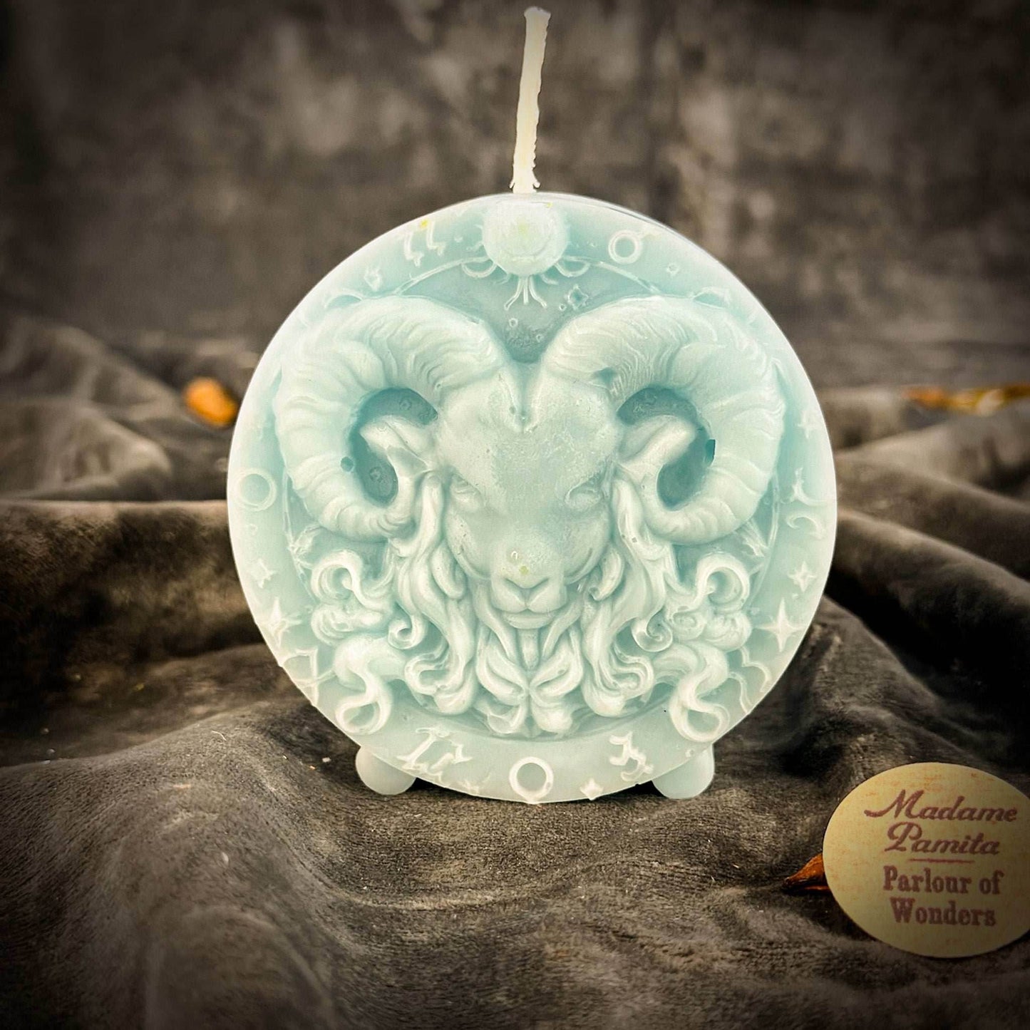 Beeswax Aries Ram Zodiac Spell Candle - Blue (Reconciliation)