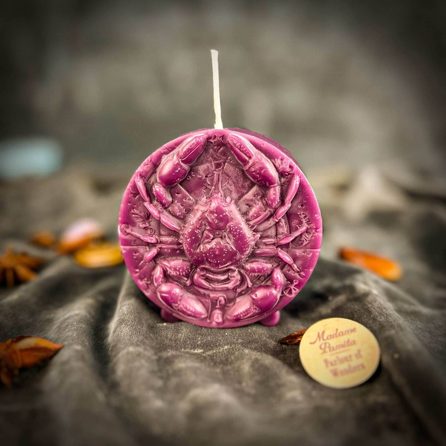 Beeswax Cancer Crab Zodiac Spell Candle - Purple (Power)