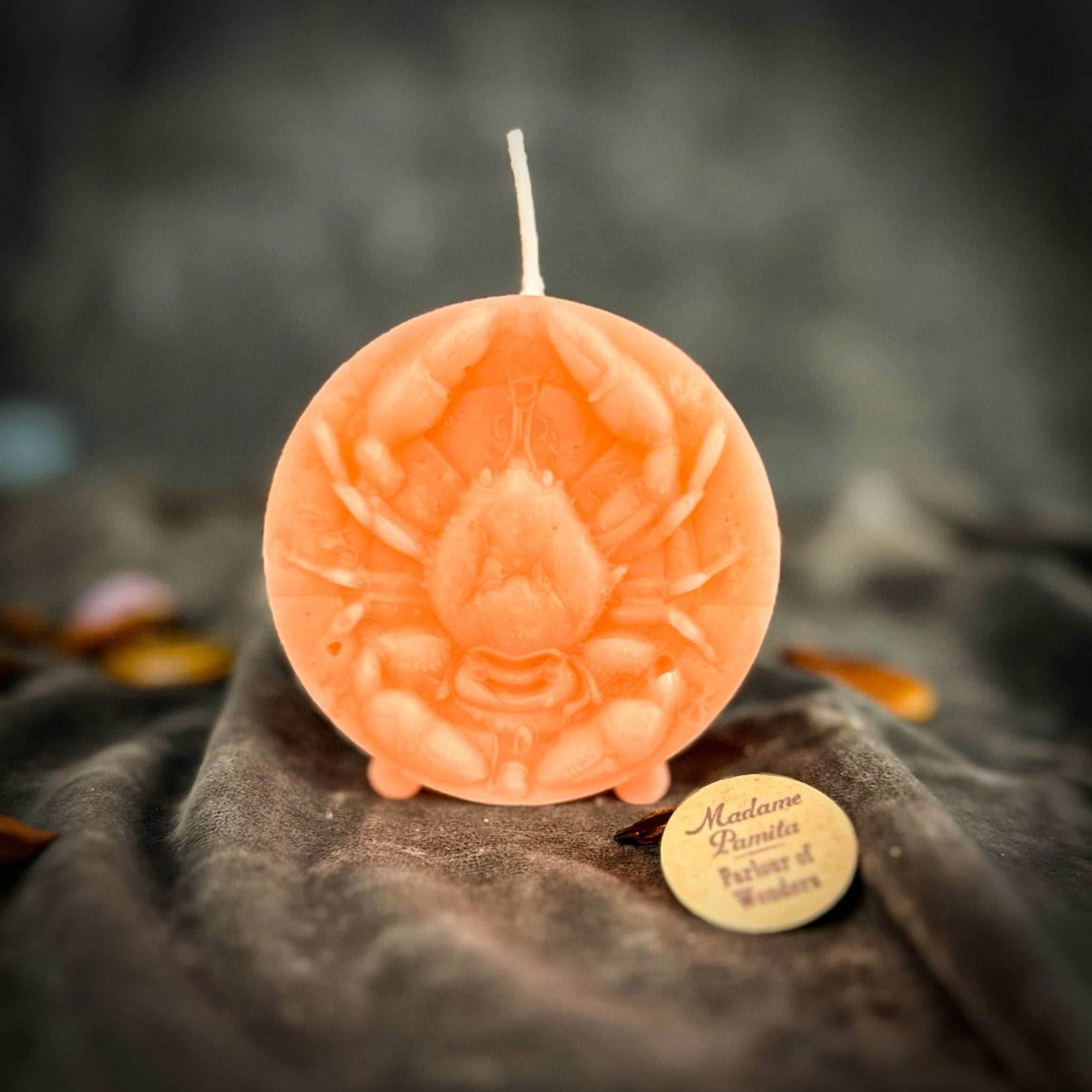 Beeswax Cancer Crab Zodiac Spell Candle - Pink (Romance)