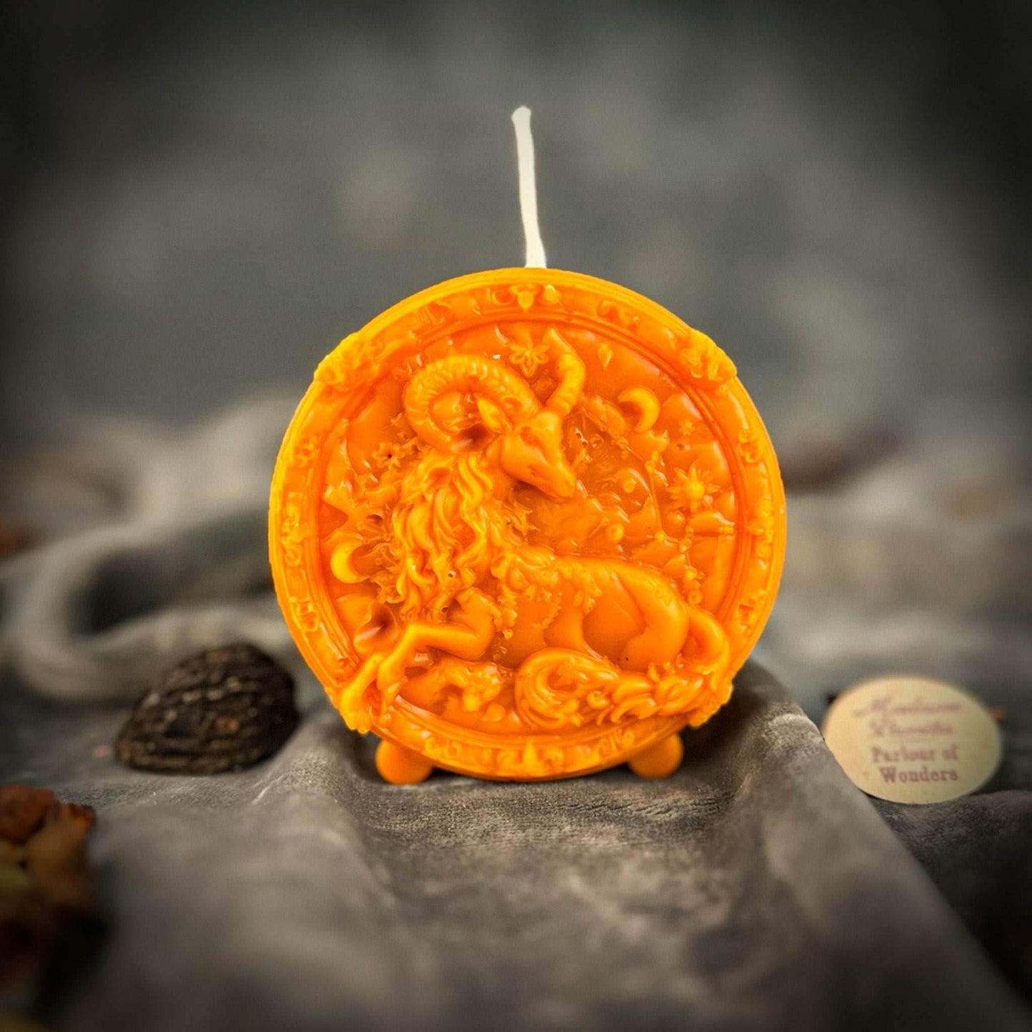 Beeswax Capricorn Goat Zodiac Spell Candle - Orange (Removing Blocks)