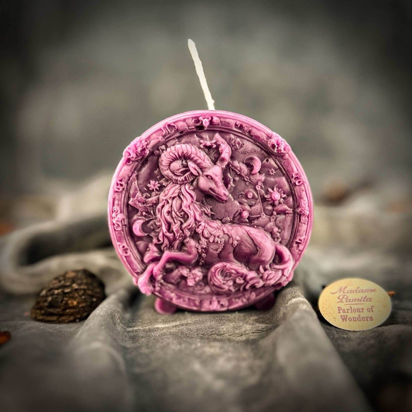 Beeswax Capricorn Goat Zodiac Spell Candle - Purple (Power)