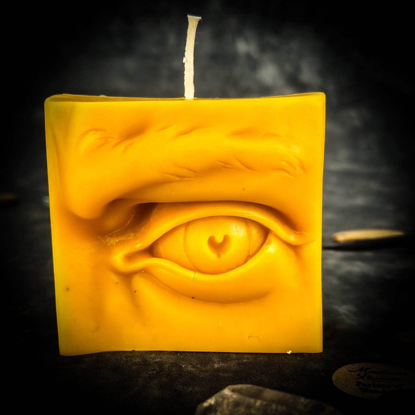Beeswax Ex-Voto Eye Spell Candle - Yellow (Hapiness)