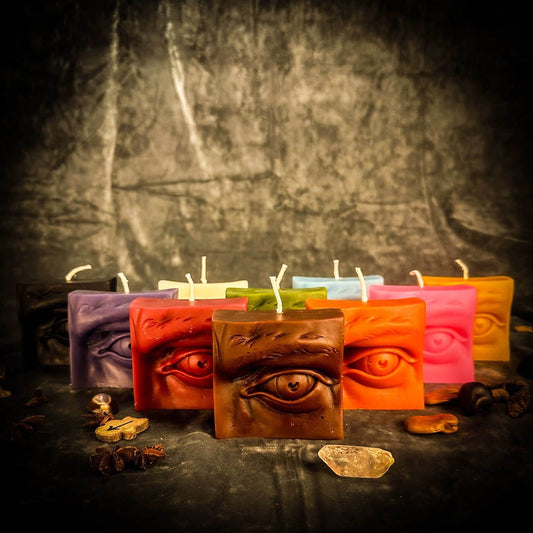 Beeswax Ex-Voto Eye Spell Candle - Orange (Road Opener)