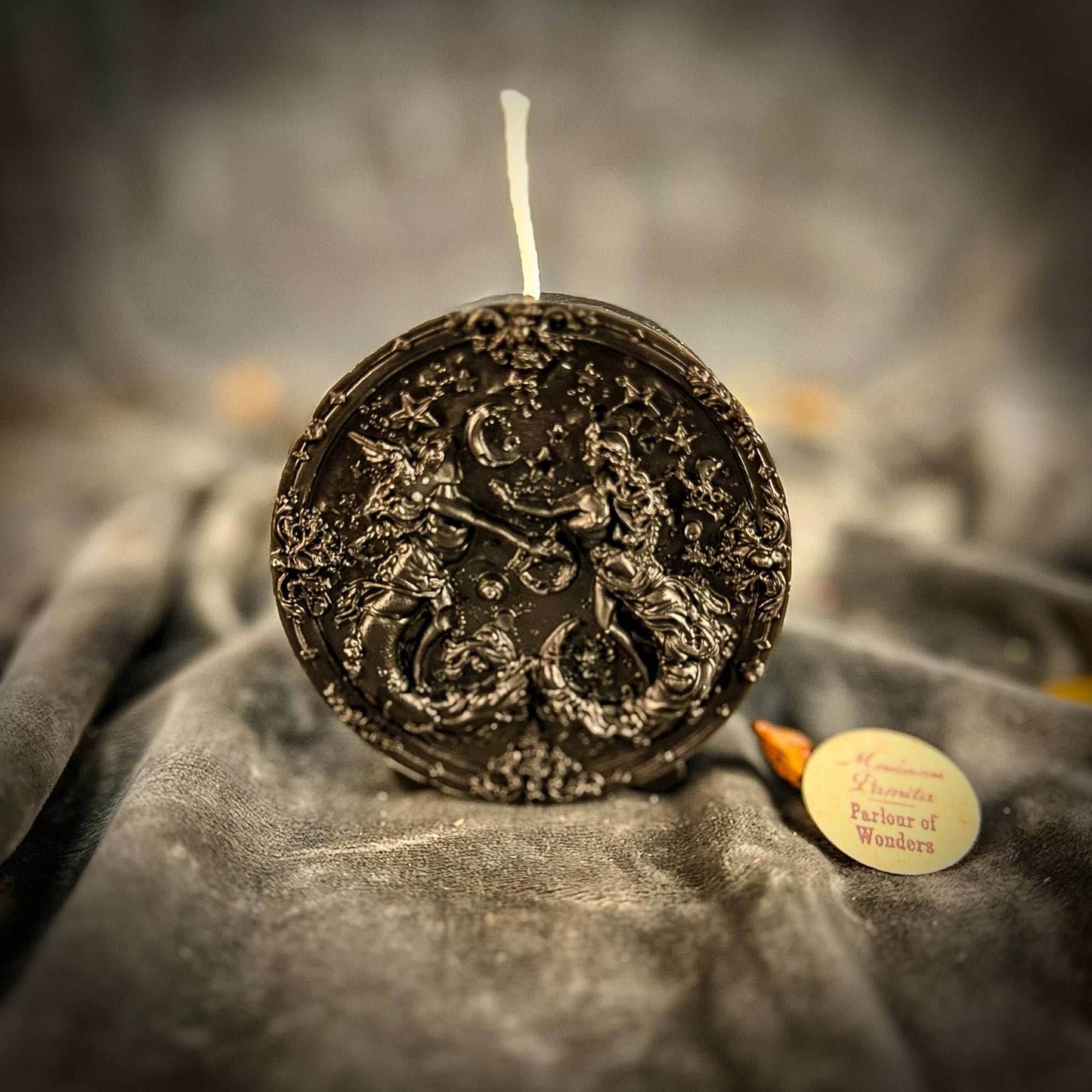 Beeswax Gemini Twins Zodiac Spell Candle - Black (Protection)