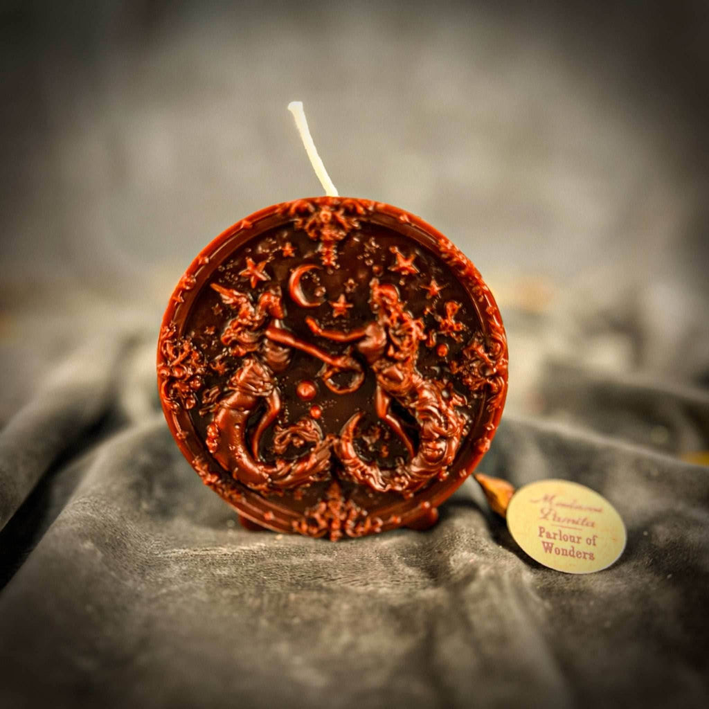 Beeswax Gemini Twins Zodiac Spell Candle - Brown (Grounding)