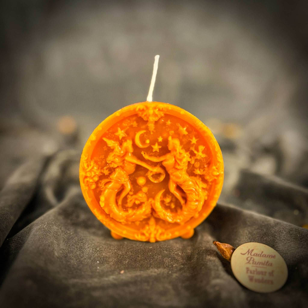 Beeswax Gemini Twins Zodiac Spell Candle - Orange (Removing Blocks)
