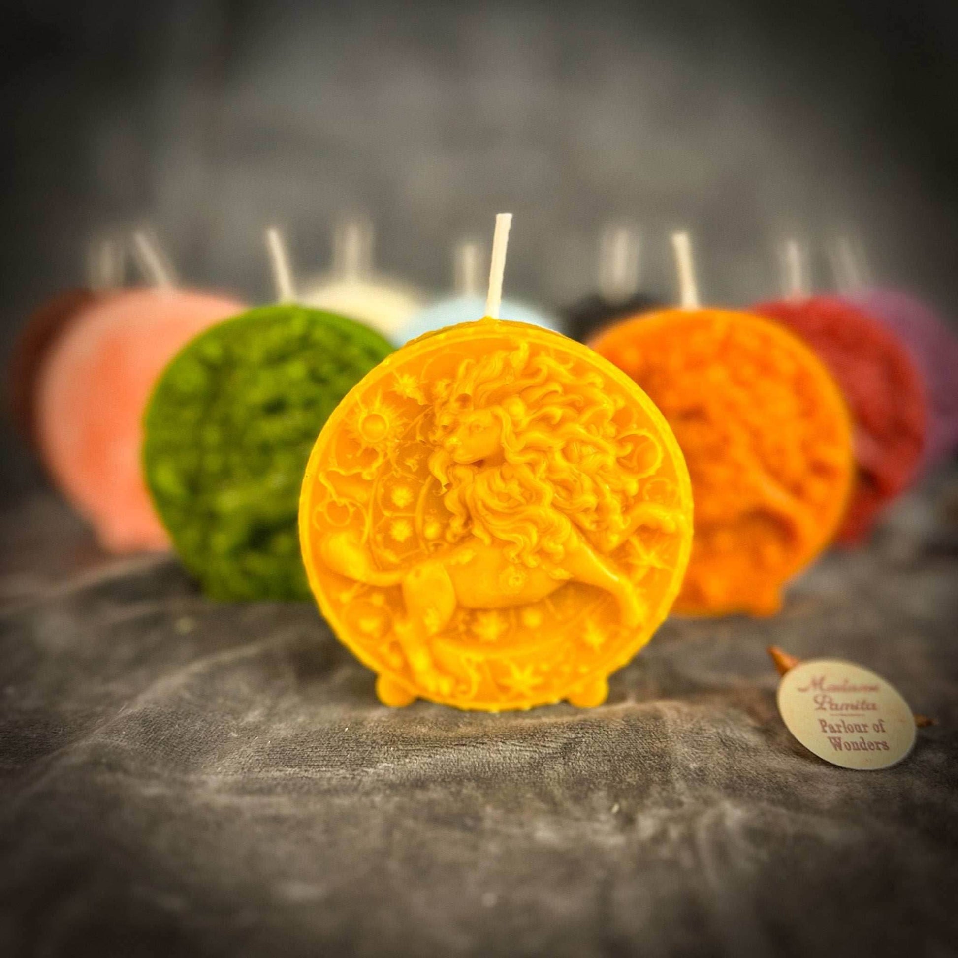 Beeswax Leo Lion Zodiac Spell Candle - Pink (Romance)