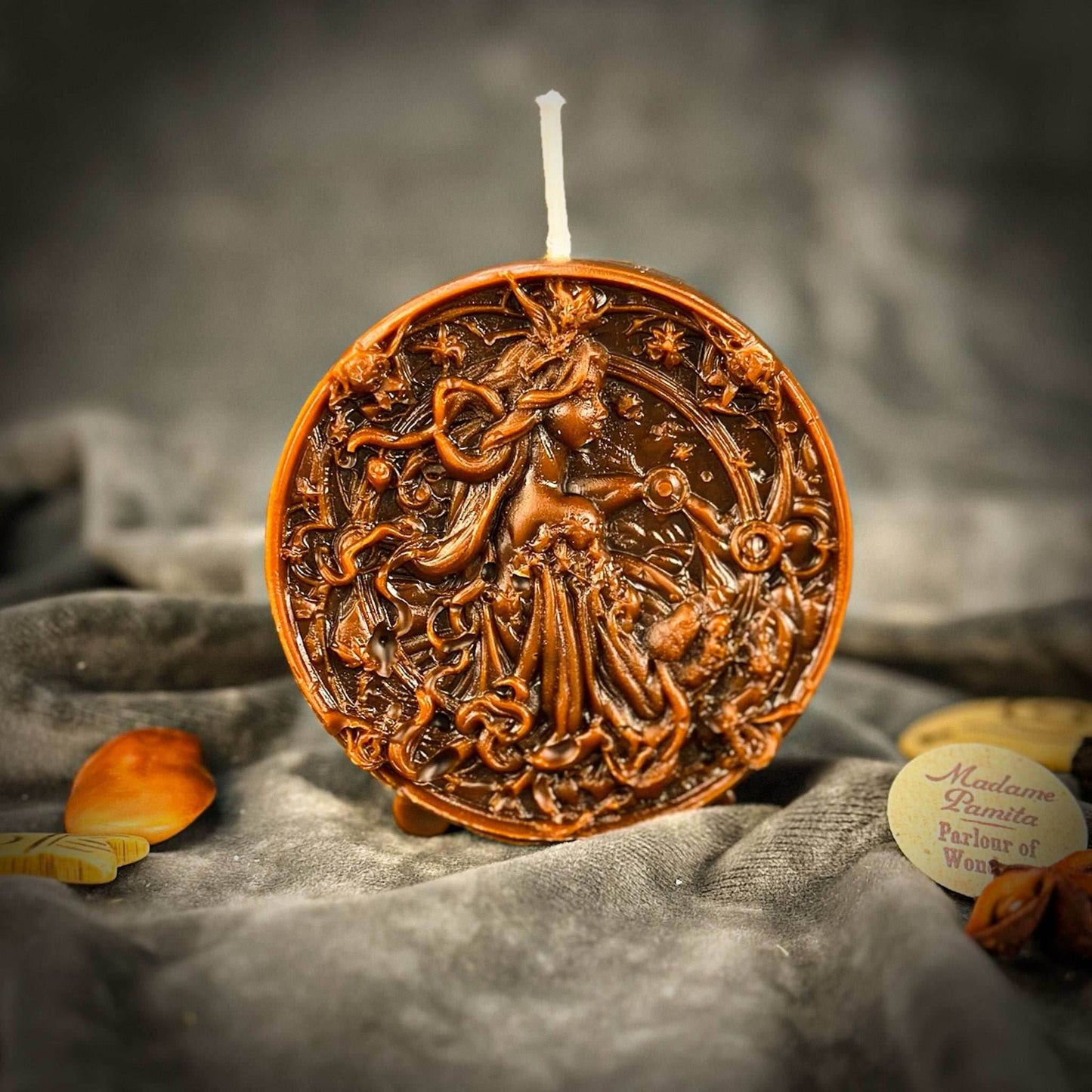 Beeswax Libra Scales Zodiac Spell Candle - Brown (Grounding)