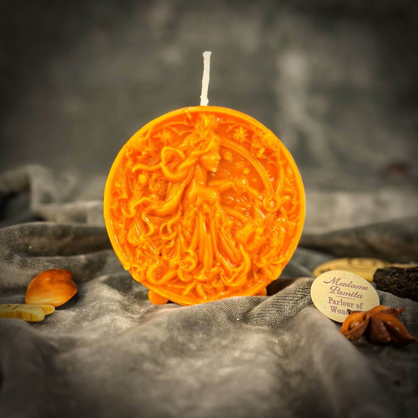 Beeswax Libra Scales Zodiac Spell Candle - Orange (Removing Blocks)