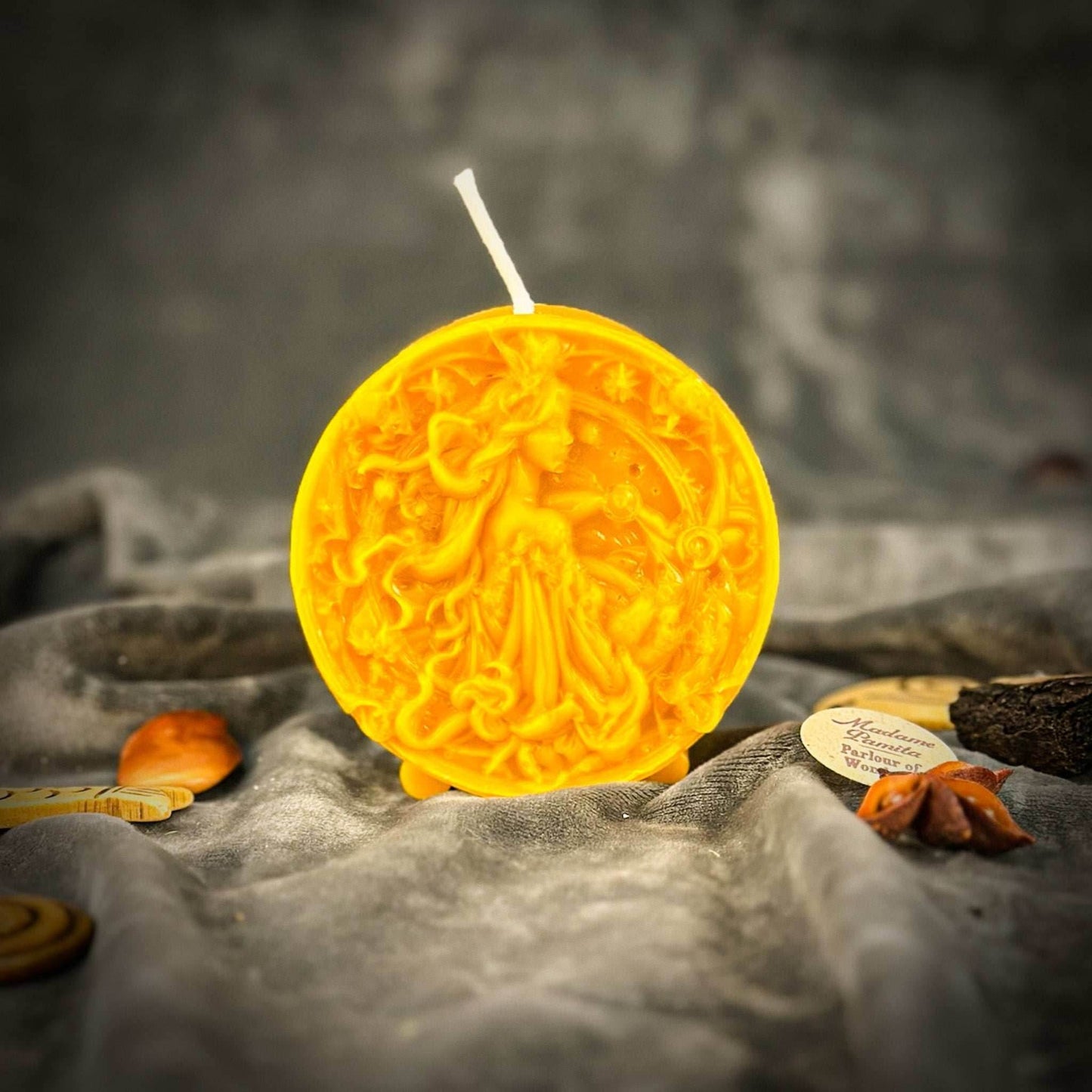 Beeswax Libra Scales Zodiac Spell Candle - Yellow (Success)