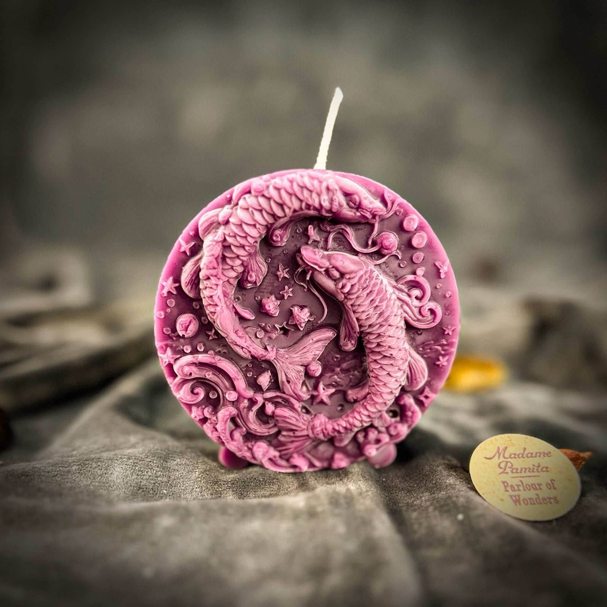 Beeswax Pisces Fish Zodiac Spell Candle - Purple (Power)