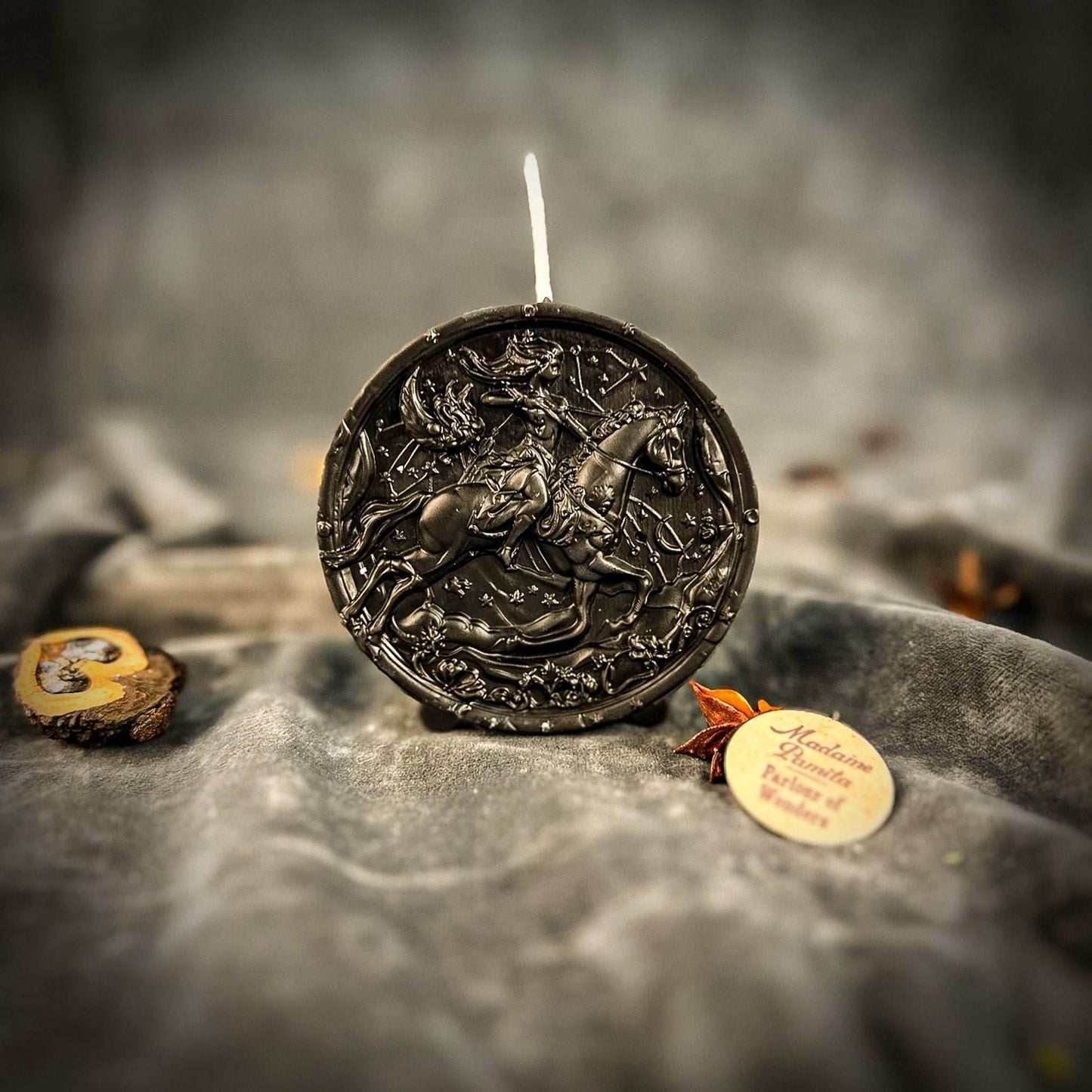 Beeswax Sagittarius Archer Zodiac Spell Candle - Black (Protection)