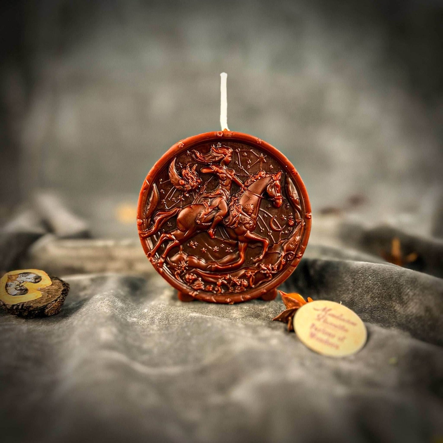 Beeswax Sagittarius Archer Zodiac Spell Candle - Brown (Grounding)