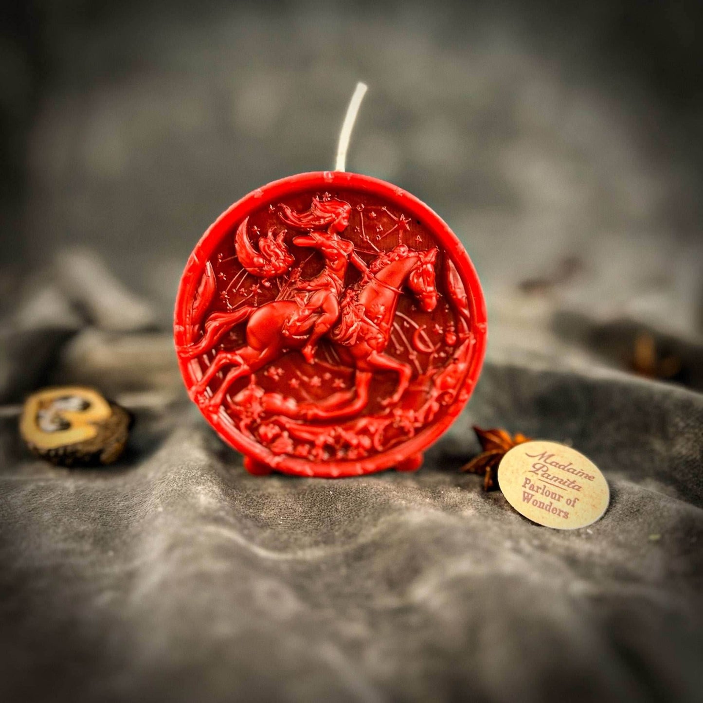Beeswax Sagittarius Archer Zodiac Spell Candle - Red (Passion)