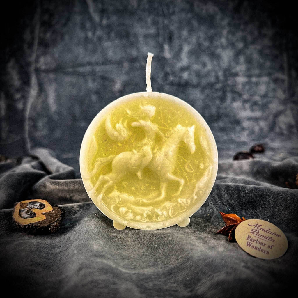 Beeswax Sagittarius Archer Zodiac Spell Candle - White (Blessing)