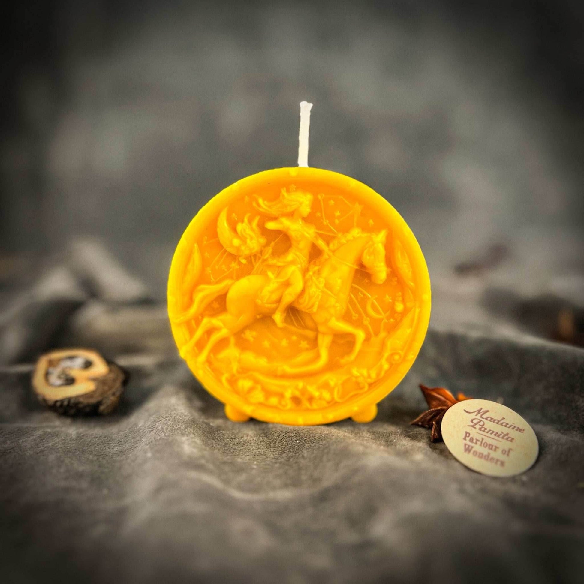Beeswax Sagittarius Archer Zodiac Spell Candle - Yellow (Success)