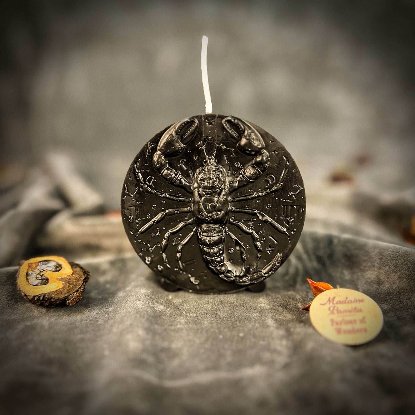 Beeswax Scorpio Scorpion Zodiac Spell Candle - Black (Protection)
