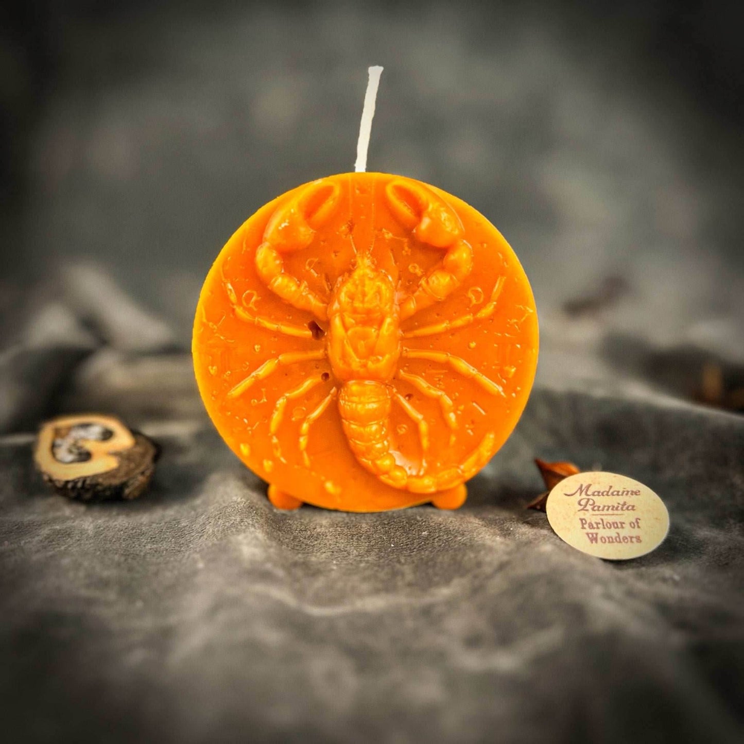 Beeswax Scorpio Scorpion Zodiac Spell Candle - Orange (Removing Blocks)