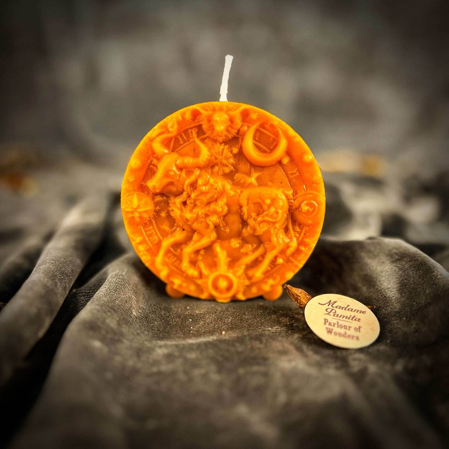 Beeswax Taurus Bull Zodiac Spell Candle - Orange (Removing Blocks)