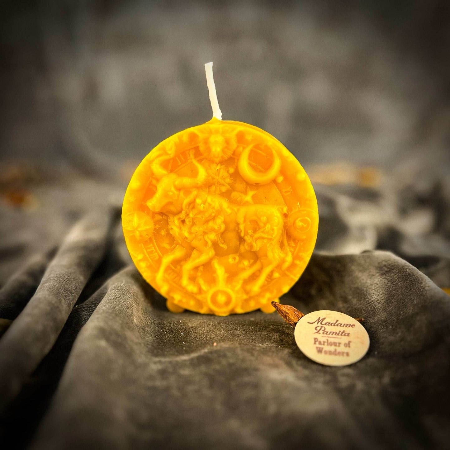 Beeswax Taurus Bull Zodiac Spell Candle - Yellow (Success)