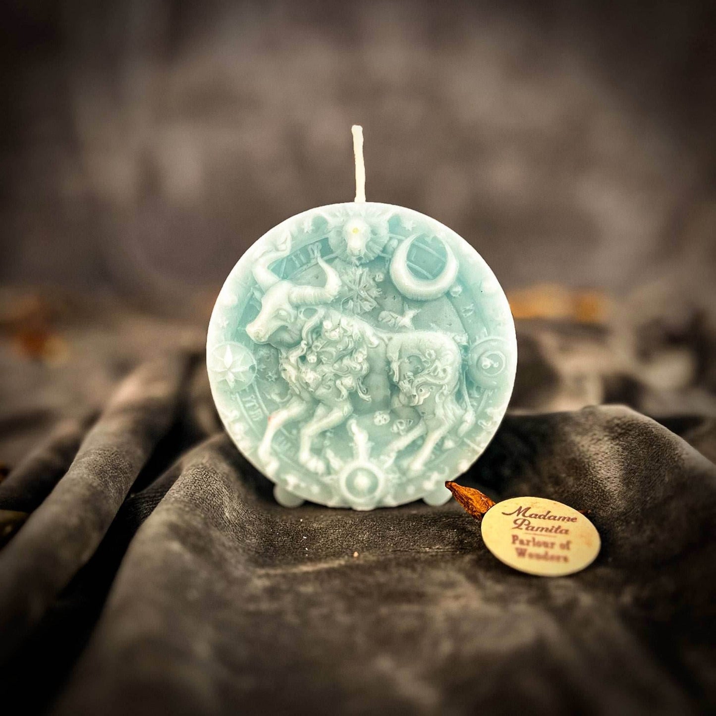 Beeswax Taurus Bull Zodiac Spell Candle - Blue (Reconciliation)