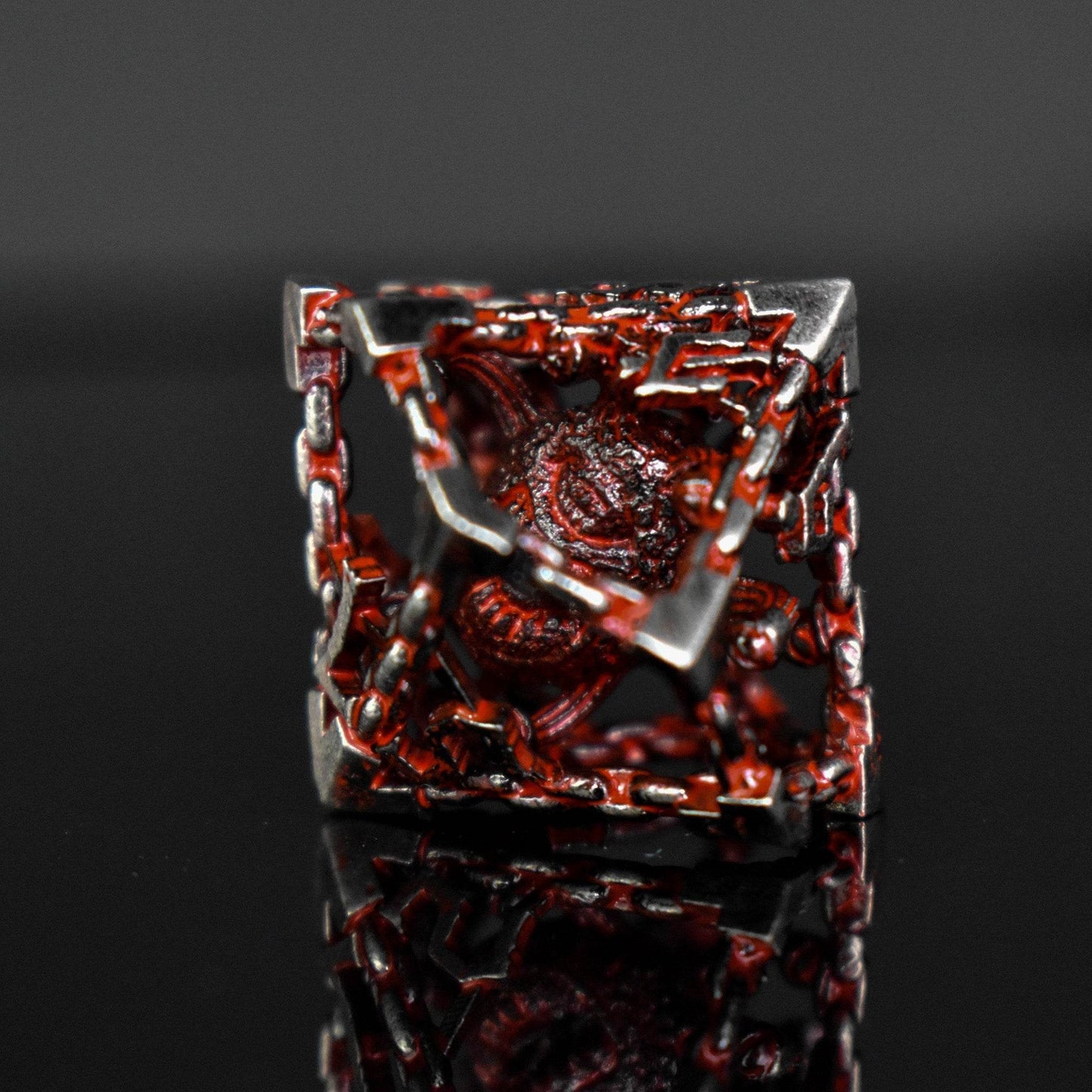 Beholder's Gates Hollow Metal Dice Set - Bloodied Silver - 