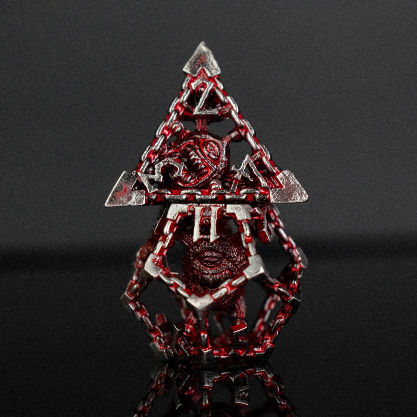 Beholder's Gates Hollow Metal Dice Set - Bloodied Silver - 