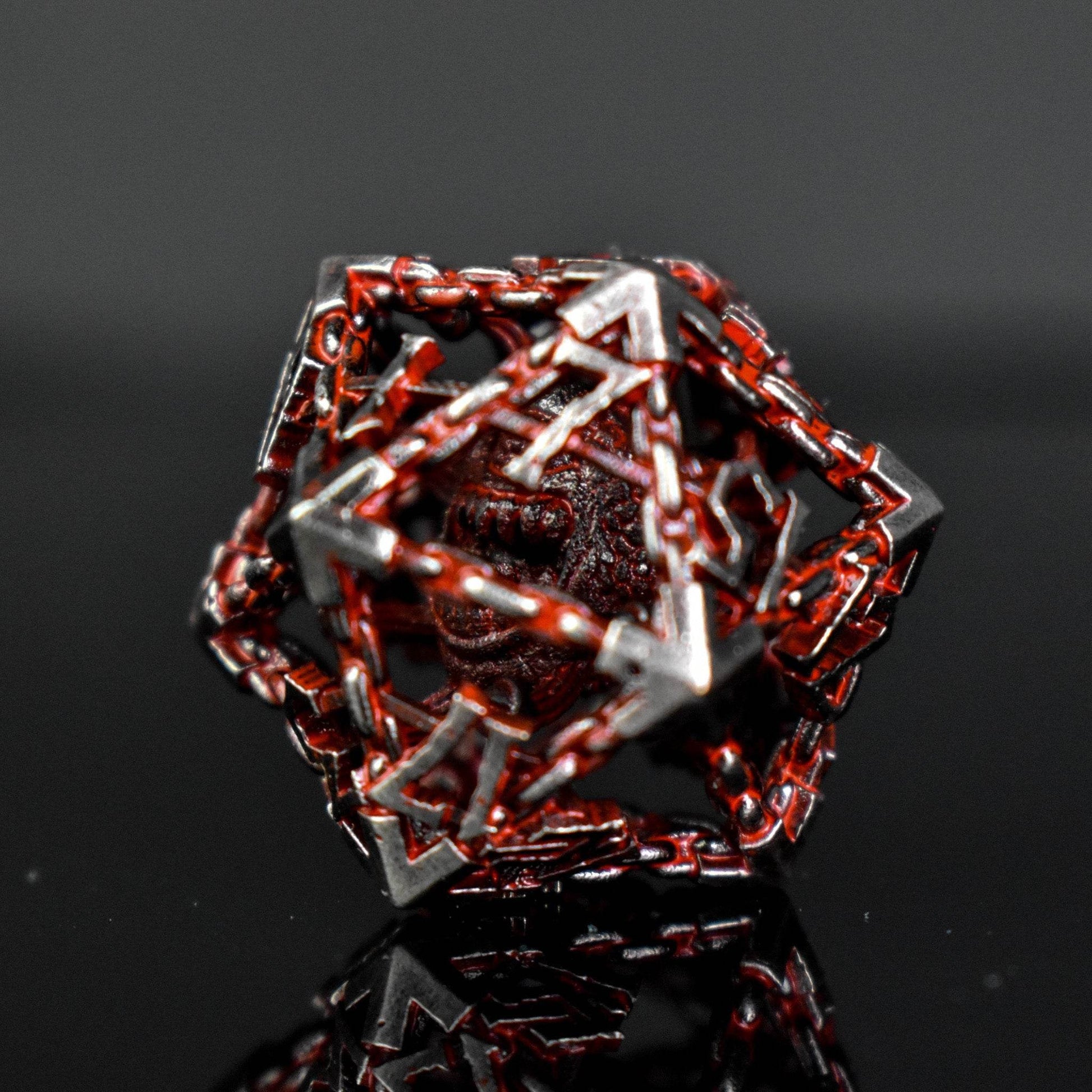 Beholder's Gates Hollow Metal Dice Set - Bloodied Silver - 