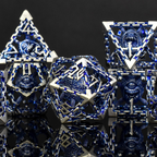Beholder's Gates Hollow Metal Dice Set - Blue and Silver