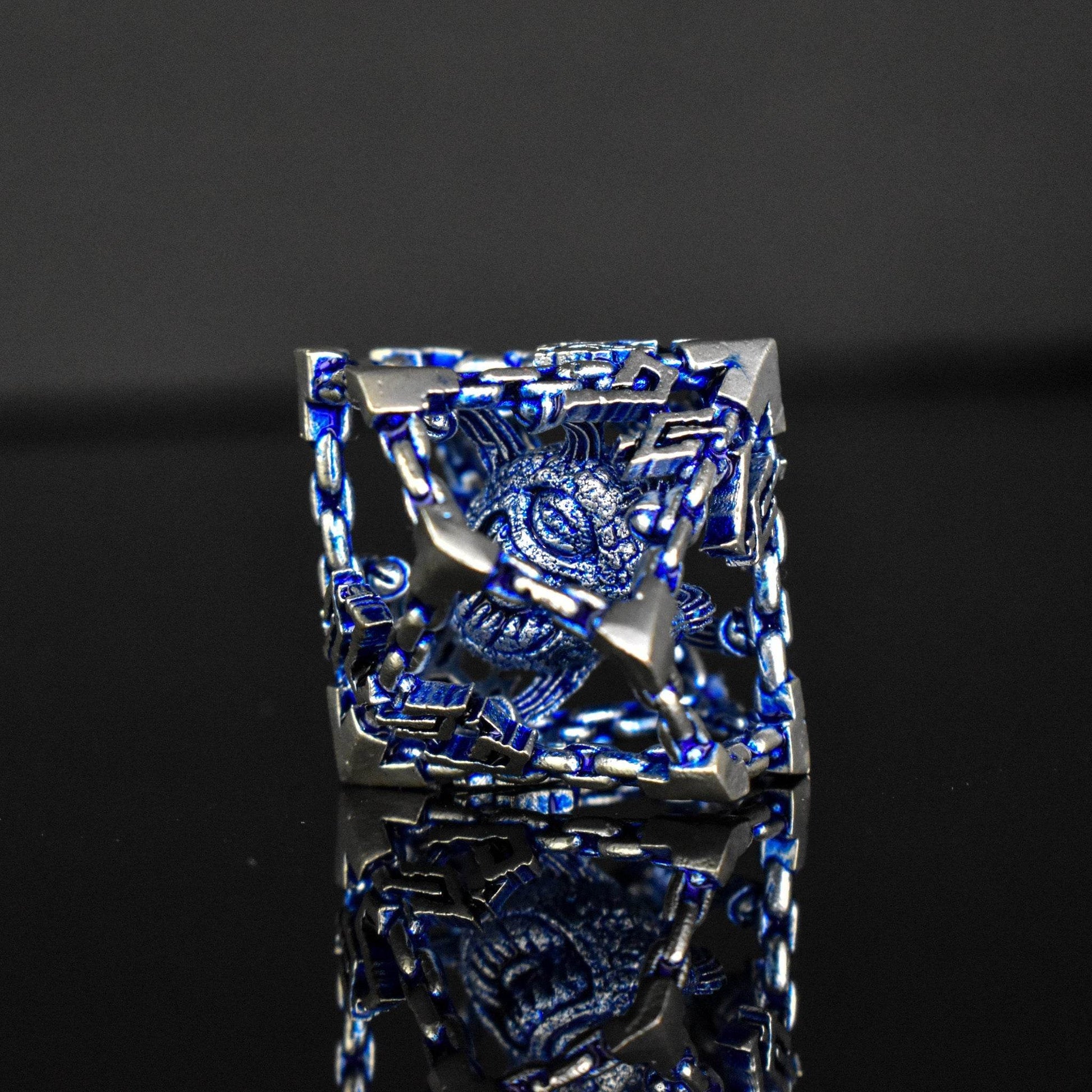 Beholder's Gates Hollow Metal Dice Set - Blue and Silver - 