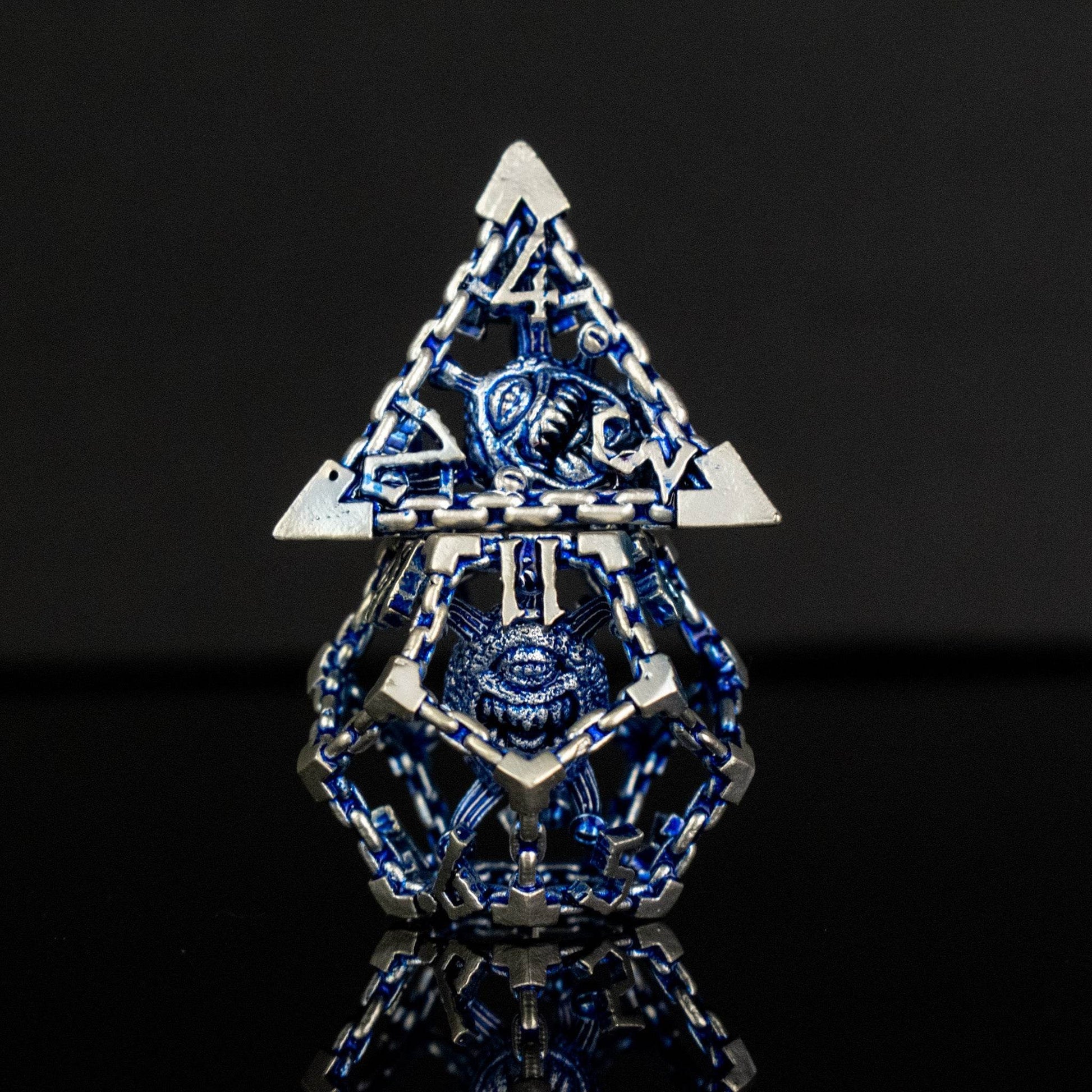 Beholder's Gates Hollow Metal Dice Set - Blue and Silver - 