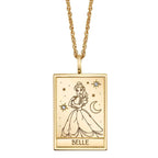 Disney X RockLove BEAUTY AND THE BEAST Belle Tablet Necklace - Yellow Gold Plated