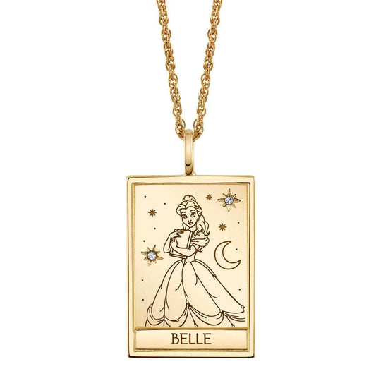 Disney X RockLove BEAUTY AND THE BEAST Belle Tablet Necklace - Yellow Gold Plated
