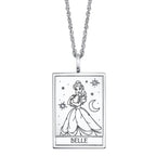 Disney X RockLove BEAUTY AND THE BEAST Belle Tablet Necklace - Sterling Silver