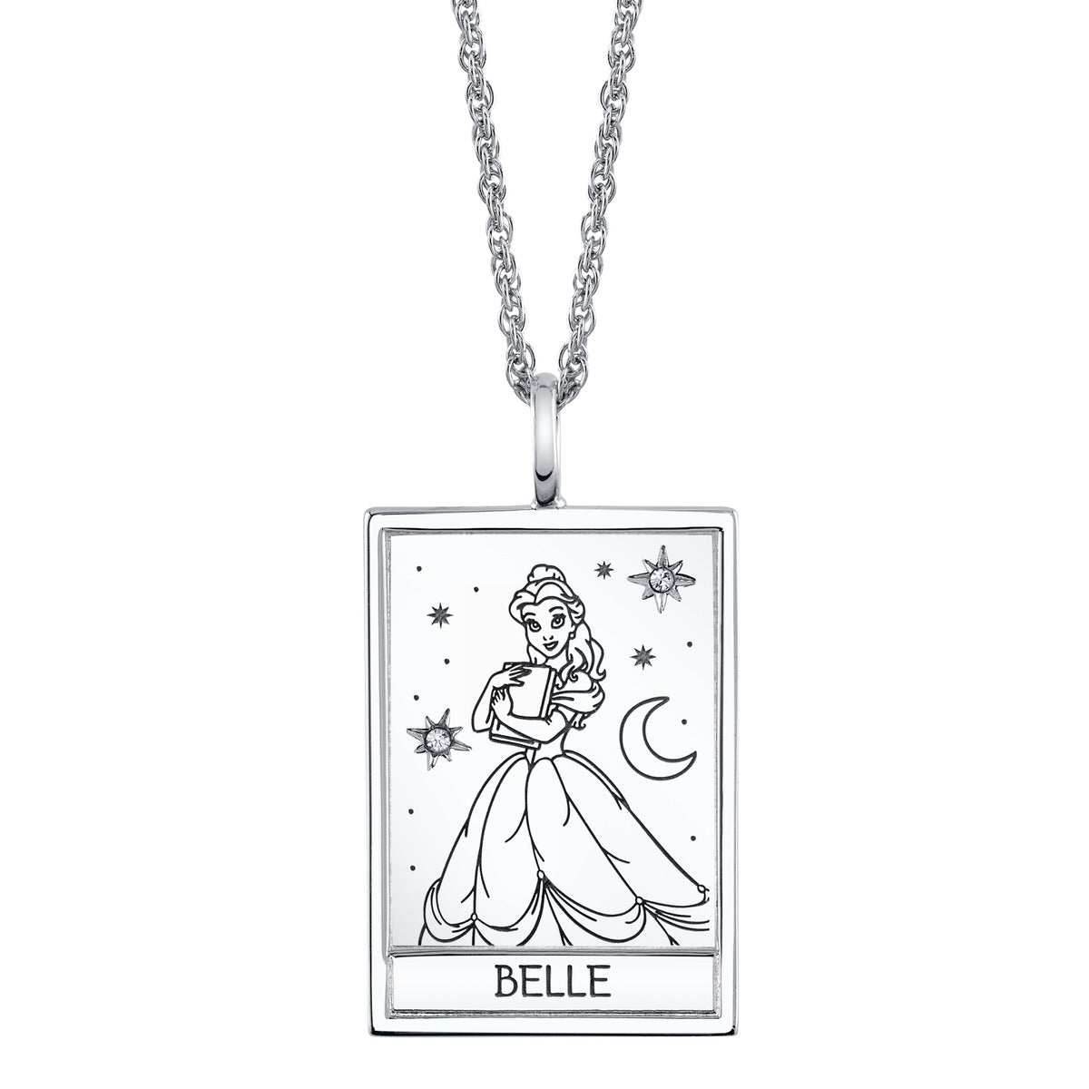 Disney X RockLove BEAUTY AND THE BEAST Belle Tablet Necklace - Sterling Silver