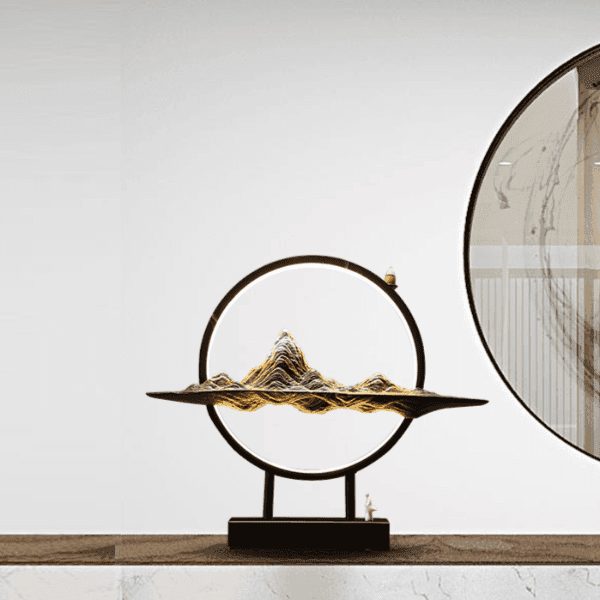 Kunlun Mountains Large Backflow Incense Burner Lamp With LED - Brown