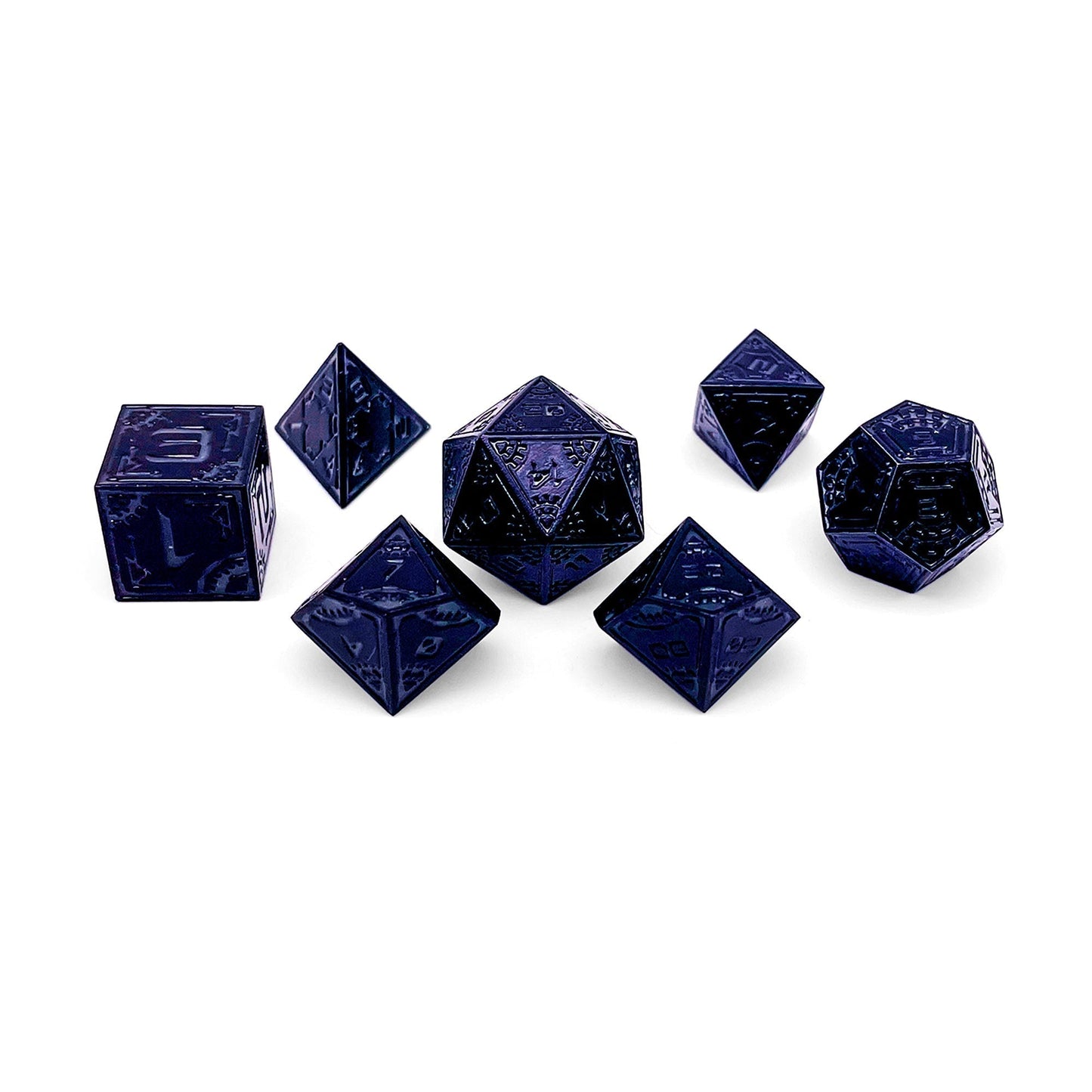 Black Hole - Space Dice 7 Piece RPG Set Alloy Metal Dice | Glows in the Dark
