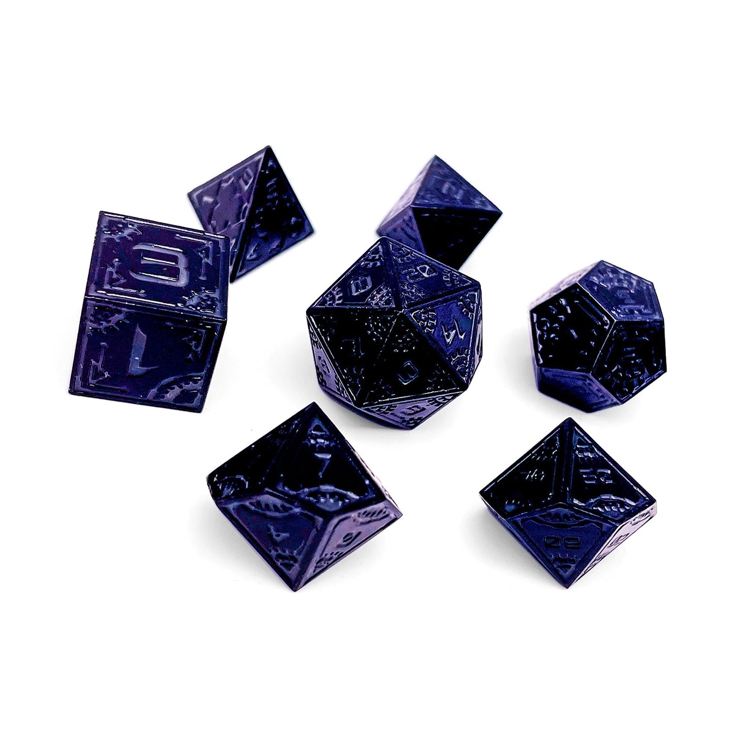 Black Hole - Space Dice 7 Piece RPG Set Alloy Metal Dice | Glows in the Dark