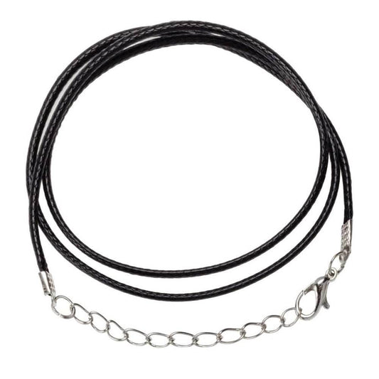 Black Braided Rope Necklace with Lobster Claw Clasp - 